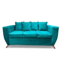 Focus - Sofá Napoli 3 Cuerpos Felpa Turquesa