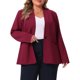 thumbnail image 1 of Agnes Orinda Chaqueta Casual de Negocios para Mujer Talla Grande con Botones, Sin Cuello, de Manga Larga y Bolsillos 4X Burdeos, 1 of 8
