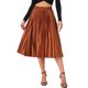 thumbnail image 1 of Falda de fiesta plisada midi con cintura elástica metálica para mujer de NOMADIC NOOK M Naranja Café, 1 of 6