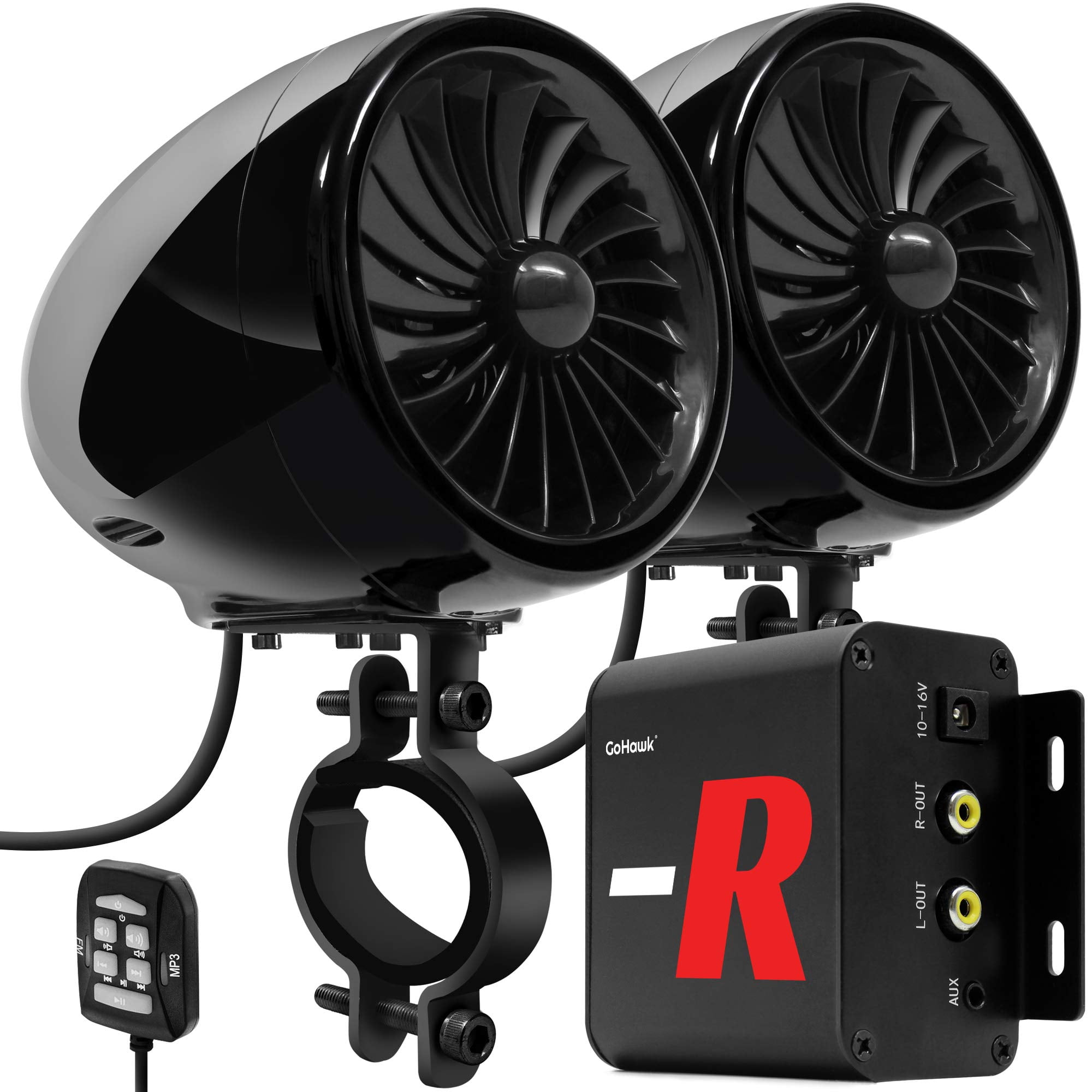 Sistema Amplificador Gohawk Tj4-r 4 Bluetooth De Rango Completo Negro