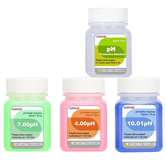 Kit de soluciones de calibración de pH 4, 7 y 10 con solución para almacenamiento de sondas