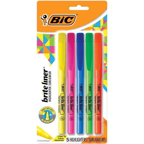 Resaltador BIC Brite Liner Punta Biselada 5 Colores