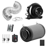 Ventilador En Línea Ipower De 4 Pulgadas Y 195 Cfm Con Controlador De Velocidad, Filtro De Aire De Carbón, Conducto Flexible De 8 Pies