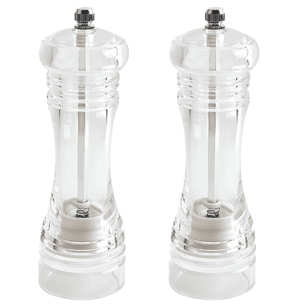 Molinillo de sal y pimienta de acrílico transparente, recargable, para cocina