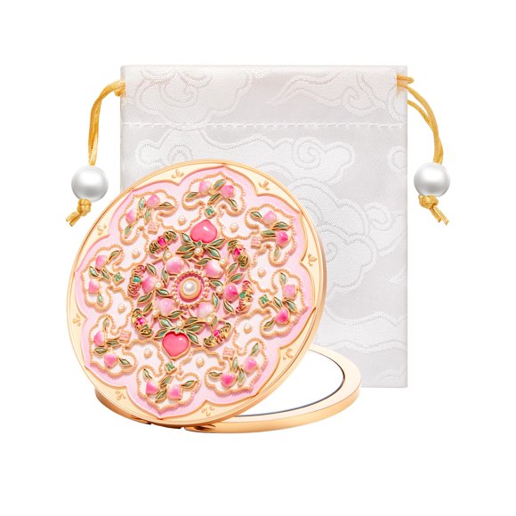 Espejo compacto Imperblooms 8 cm rosa plegable 2X