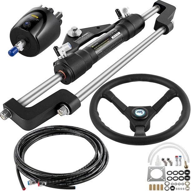 Kit de dirección hidráulica fueraborda VEVOR, manguera de 34 m, rueda de 34 cm, 300 CV