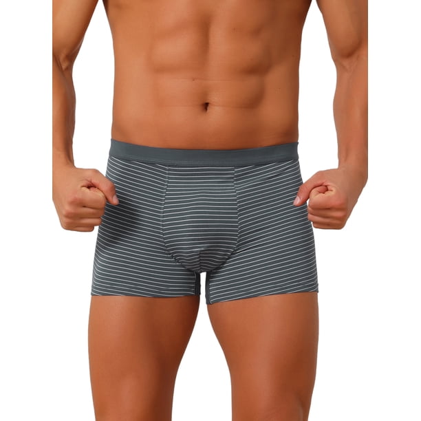 INSPIRE CHIC Calzoncillos Boxer a Rayas para Hombre con Cintura Media, Ropa Interior Suave y Transpirable 32 Gris Oscuro