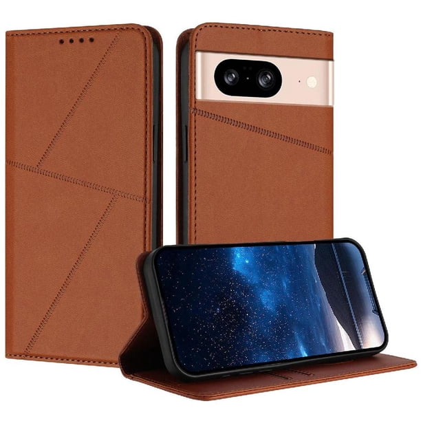 Funda Cartera Magnética para Google Pixel 8 Protección Antichoque con Ranuras Marrón