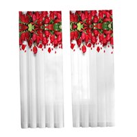 Magideal - 2 Piezas Paneles De Cortinas Florales Filtrado De Luz Cortinas De Ventana De Tul Tratamientos De Ventana De Gasa Para Cafetería Comedor Ventana Granja 132Cmx241Cm