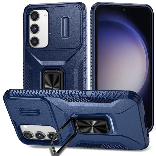 Funda Armada para Samsung Galaxy S23 Plus con Tapa Deslizante y Soporte Magnético Giratorio Azul