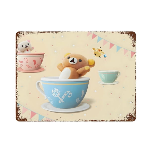 Las Aventuras de Rilakkuma en el Parque de Atracciones Cartel Metálico, Decoración de Pared de Cartel Metálico Personalizado para Regalos de Fans, Amigos, Familia y Amantes 20*30CM