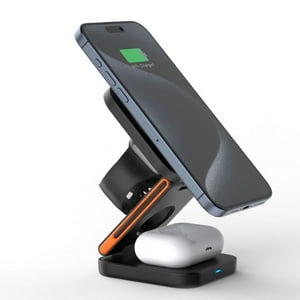 Genérico - 100W 3-En-1 Magnético Plegable Estación De Carga Inalámbrica Para Iphone 15 14 13 12 11 Pro Apple Watch 8 9 Airpods-Negro