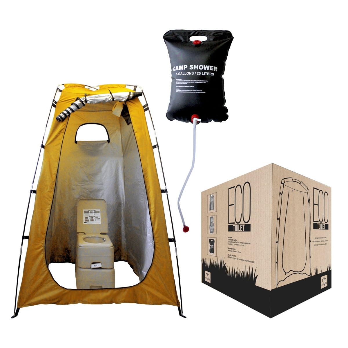 Miglu - Baño Químico Portátil Miglú 20lt + Ducha Solar Para Camping