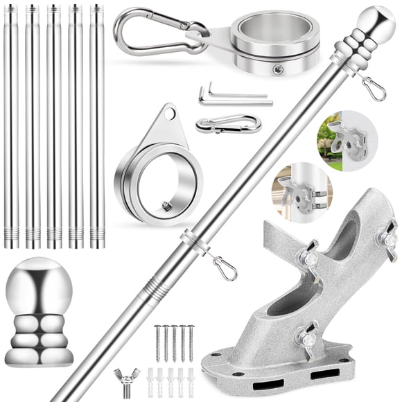 Mástil para Bandera REERON de Acero Inoxidable 183 cm con Kit Giratorio 360°