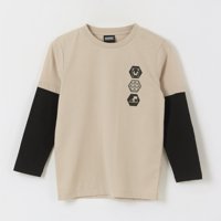 Polera Doble Manga Niño Back Print Beige Sonic