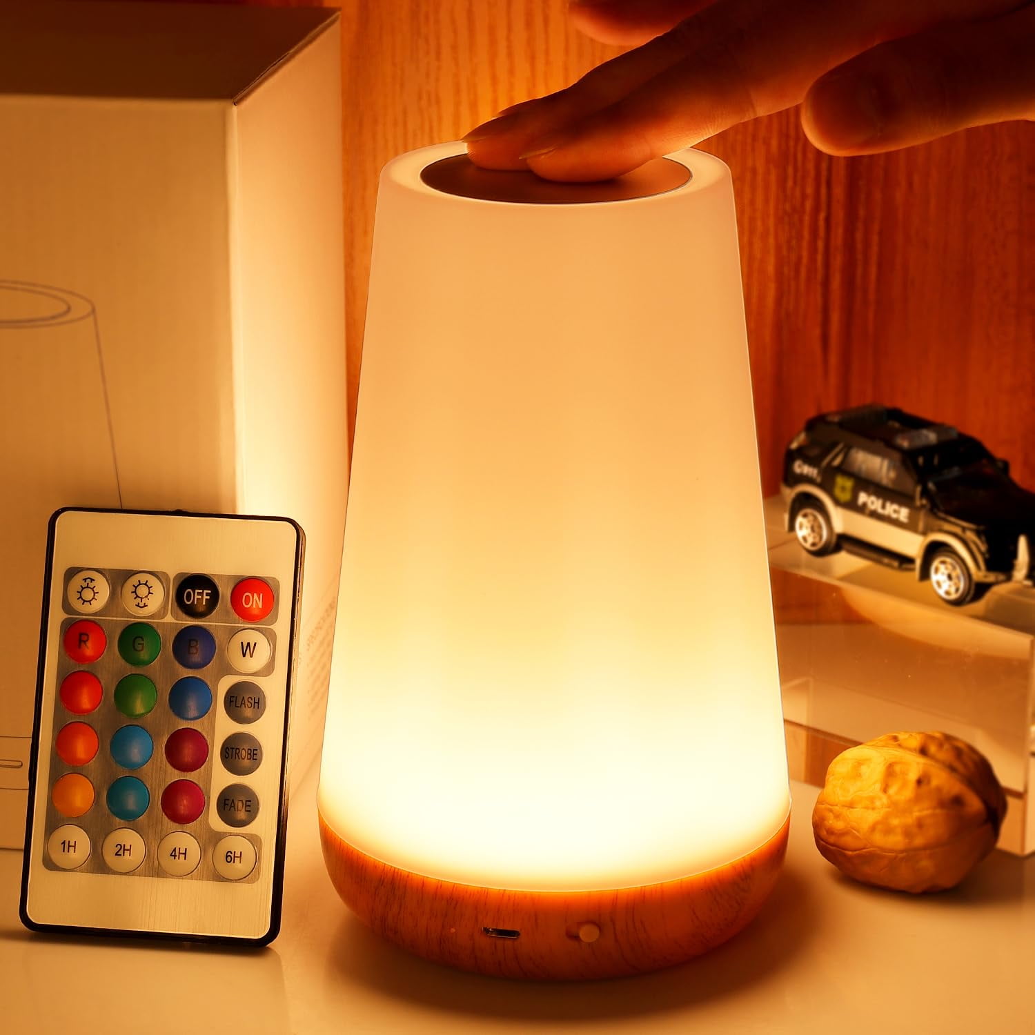 Luz Nocturna Thausdas, Lámpara Táctil Regulable, 13 Rgb, 5 Brillos