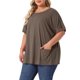 thumbnail image 4 of Agnes Orinda Blusa Casual de Verano para Mujer Talla Grande, Cuello Redondo, Manga Corta, Sólida, con Bolsillos 1X Café, 4 of 6