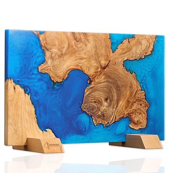 Bloque magnético para cuchillos Senken 40 cm de resina azul y madera de nudo