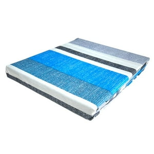 Doral - Sábanas Micro Piel Durazno 2 Plazas Franjas Azul Gris