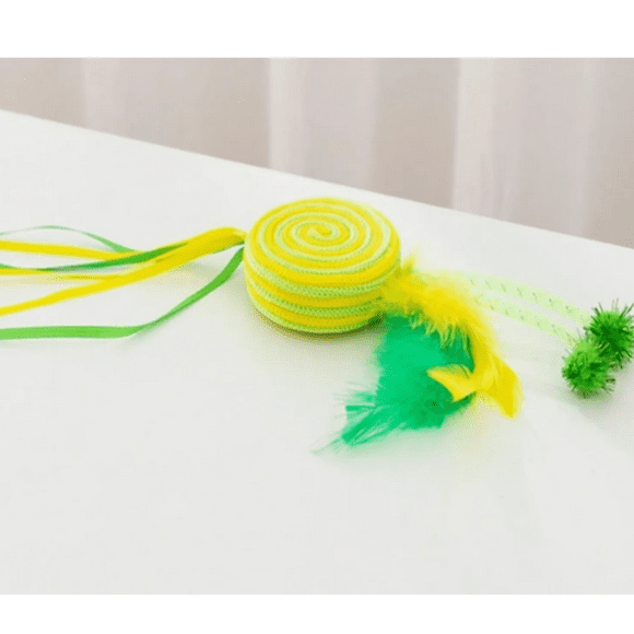 Juguete Para Gatos Con Lollipop Y Borlas Con Plumas