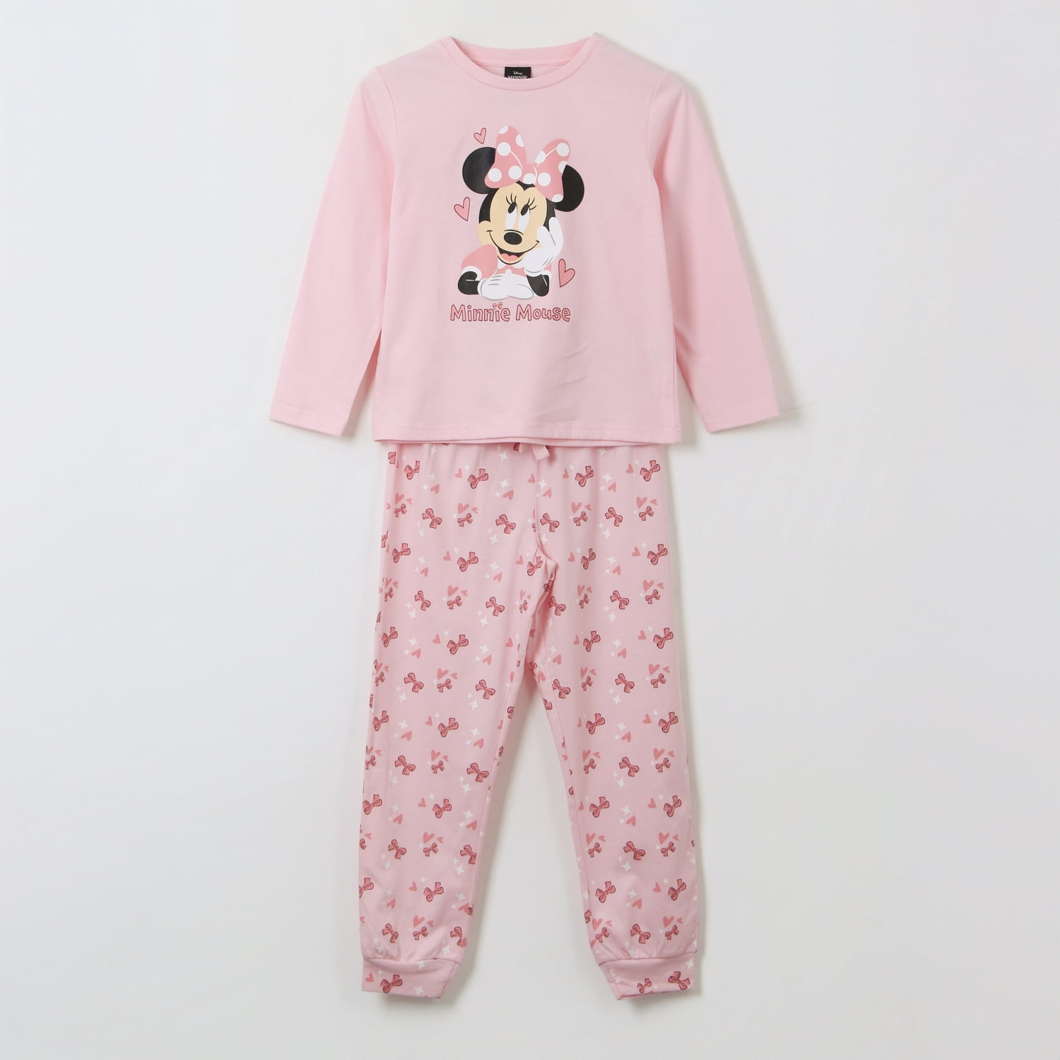 Pijama Manga Larga Niña Cinta Minnie Mouse Rosado Disney