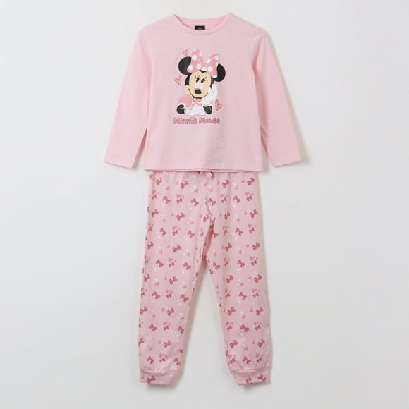 Pijama Manga Larga Niña Cinta Minnie Mouse Rosado Disney