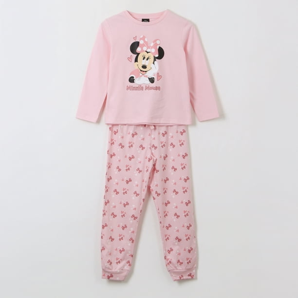 Pijama Manga Larga Niña Cinta Minnie Mouse Rosado Disney
