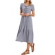 thumbnail image 1 of INSPIRE CHIC Vestido de Mujer a Cuadros Escote en V Manga Corta Vestido Midi XS Negro Azul, 1 of 6