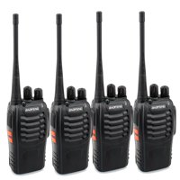 Baofeng - Pack 4 Radios Transmisor Walkie Talkie 16 Canales Bandas De Frecuencia 400-470 Mhz Color Negro