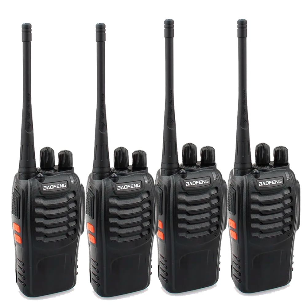 Baofeng - Pack 4 Radios Transmisor Walkie Talkie 16 Canales Bandas De Frecuencia 400-470 Mhz Color Negro