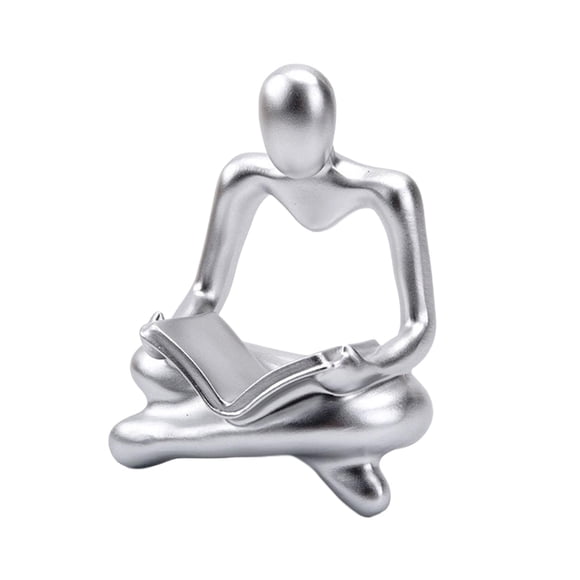 Estatuilla Humana De Estatua De Pensador Abstracto Coleccionable Para Estantería De Boda Argent