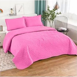 Genérico - Cubrecama Quilt Verano King Color Rosa