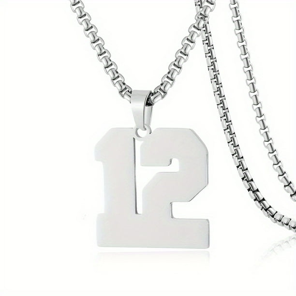 1pc Stylish Stainless Steel Men's Athletes Number Pendant Necklace - Perfect for Baseball, Basketball, and Football Teams - Long Chain Necklace with Sports Number - Ideal Gift for Boys