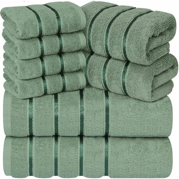 Toallas YRALY de Lujo 8 piezas 600 GSM Algodón Verde Salvia