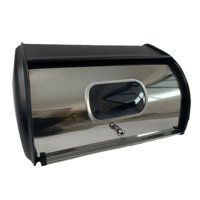 Magideal - Caja De Pan Con Tapa Enrollable, Contenedor De Pan Rústico Para Mostrador De Cocina, Cafetería, Panadería, Galletas, Despensa De Productos Horneados Negro