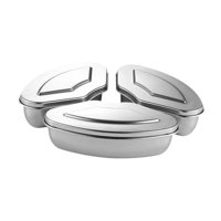 Magideal - 3 Cajas De Para Alimentos Con Tapas, Recipiente De Acero Inoxidable Multiusos Para Una Cocción Rápida Y Simultánea, Soporte Para Alimentos En Fo