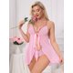 thumbnail image 4 of INSPIRE CHIC Conjunto de Lencería de Encaje para Mujeres Camisón Escotado Transparente de Malla Floral Sin Alambre con Tangas XL Rosa, 4 of 5