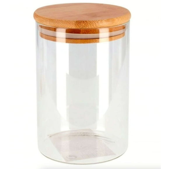 Frasco Conservero Envase De Vidrio Contenedor Tapa Madera