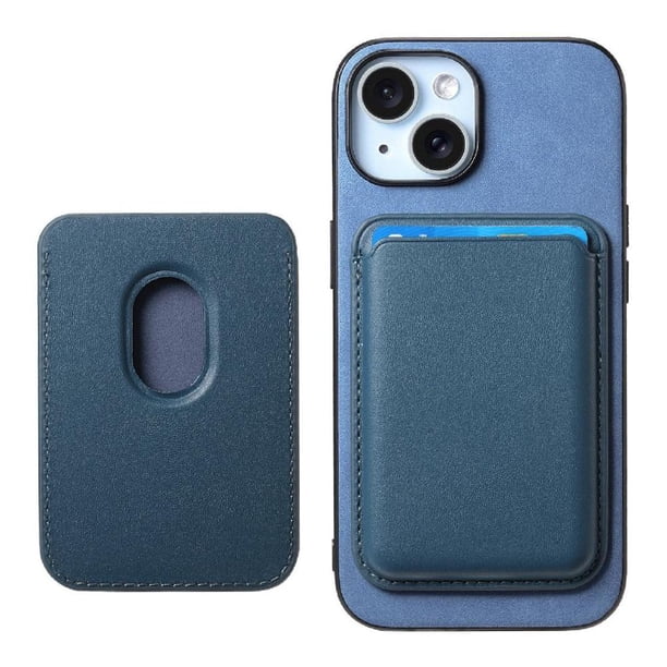 Funda de Cuero Magnética con Tarjetero para iPhone 14 Cubierta Delgada Azul