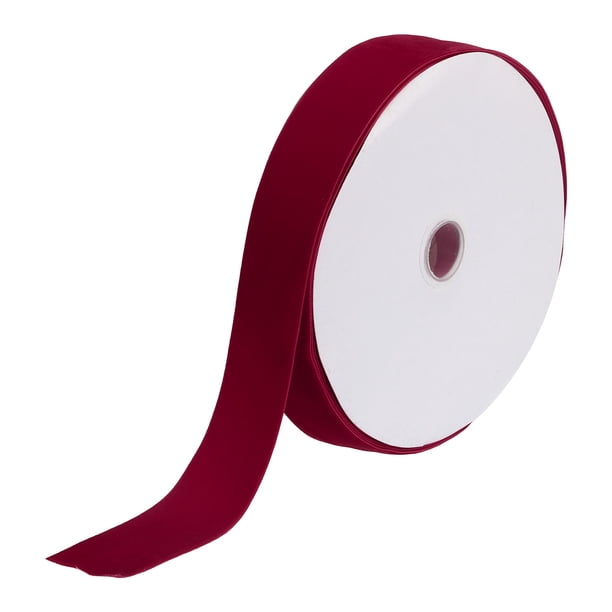 Uxcell Cinta de Terciopelo Carrete de Cara Única Tela de Terciopelo Sedosa para Ramo de Flores Manualidades Envoltura de Regalos Fiesta de Boda Rojo Vino 1 1/2" x 10 Yardas