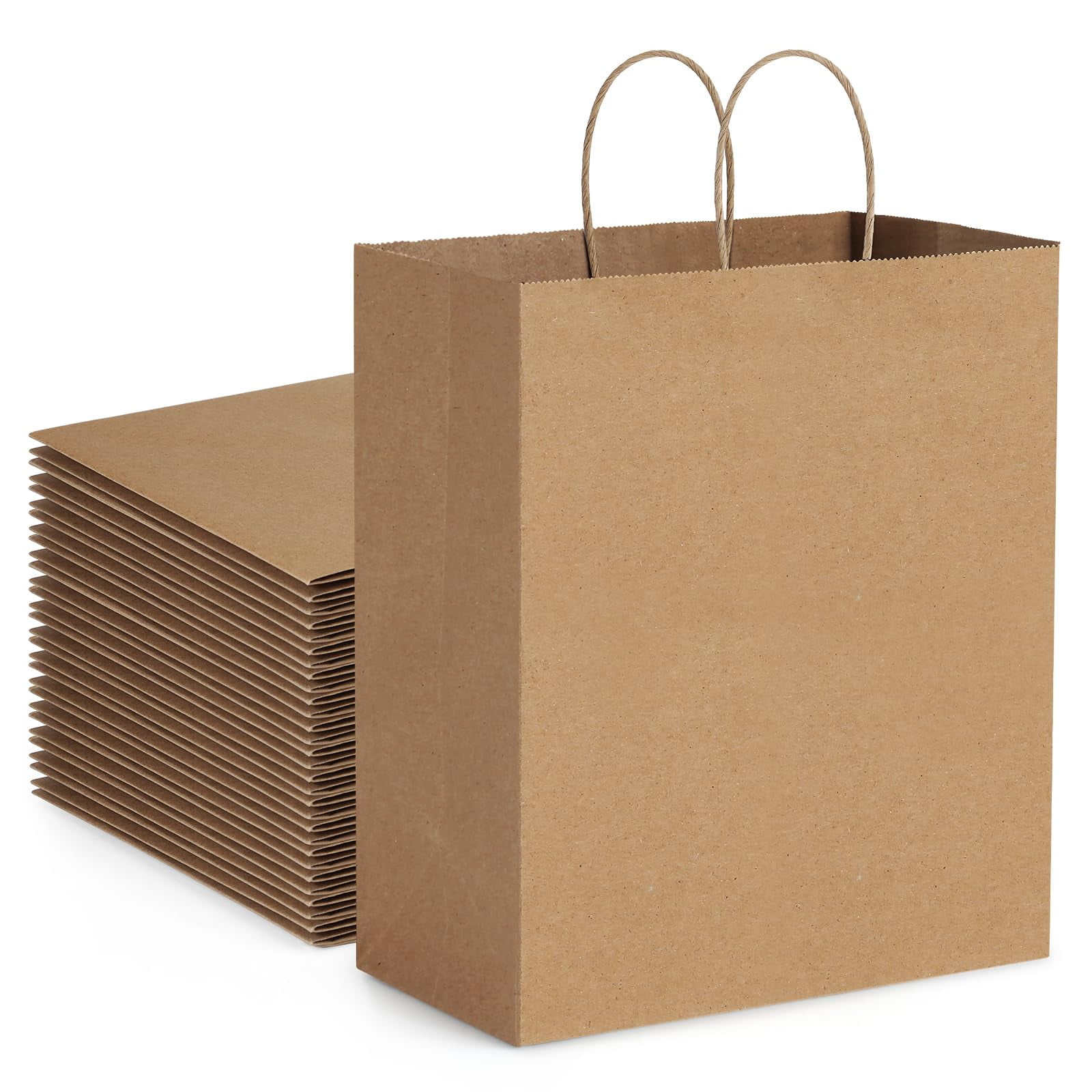 Bagdream - Bolsas De Papel Dream Kraft De 10 X 17 X 30 Cm Con Asas, 100 Unidades, Color Marrón