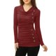 thumbnail image 4 of INSPIRE CHIC Top de Mujer con Cuello Alto, Manga Larga, Decoración de Botones, Frente Fruncido, Ajuste Regular, Pulóver Talla M Burdeos, 4 of 7