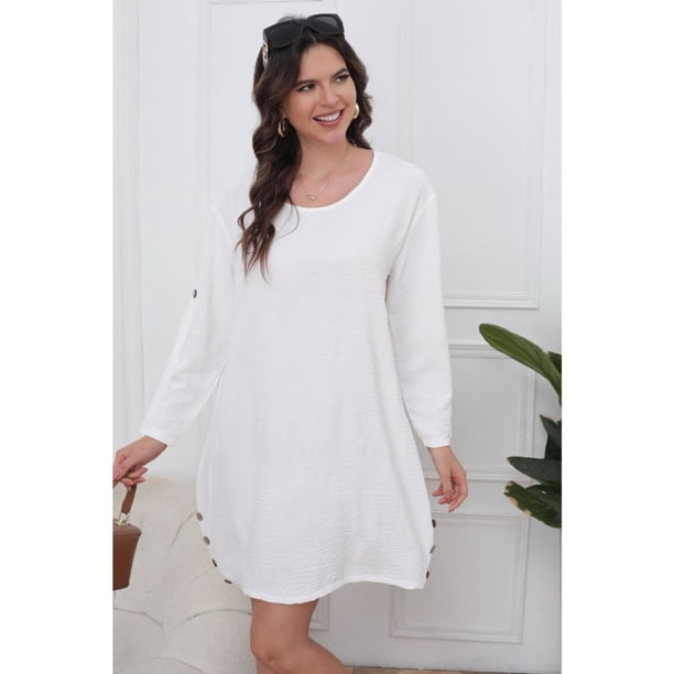 Vestido Corto Blusón Algodón Mujer Manga Larga Casual 0071