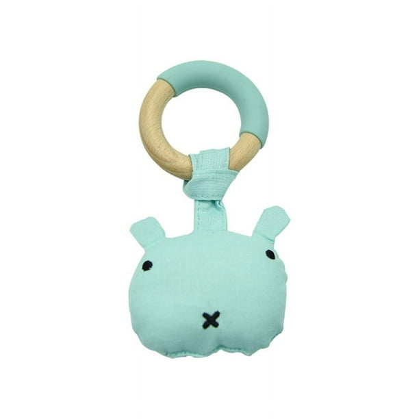 Baby Rattle Wood Bite Ring Cloth Cute Bunny Kitten Shape Hand Grip Rattle Baby Toy Gift
