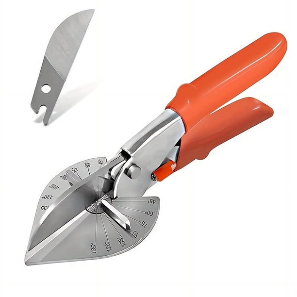 Sharp Multi-angle Miter Scissors: 45°-135° Adjustable, Safety Lock, Hardened Blades - Perfect for Cutting Plastic PVC & Molding Trim!