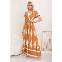 Likeshop - Maxi Vestido Largo Mujer Cruzado Estampado Casual Eventos 3383