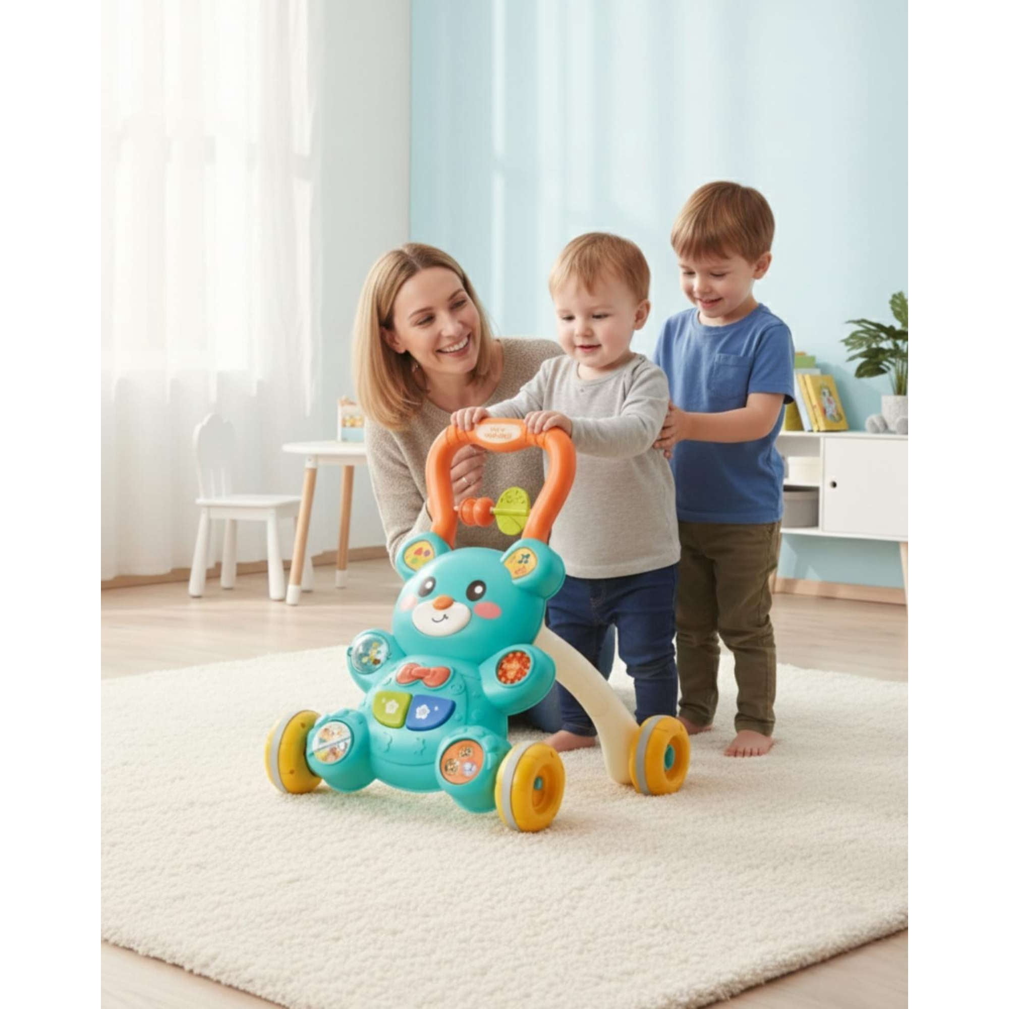 Todo Para El Hogar - Caminador Con Tablero Didactico 2 En 1 Diseño De Osito