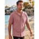 thumbnail image 4 of INSPIRE CHIC Camisa Texturizada de Hombre Manga Corta Abotonada Camisas de Verano para Playa L Rosa, 4 of 5