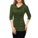 thumbnail image 5 of INSPIRE CHIC Top de Mujer con Cuello de Cisne de Manga Larga, Decoración de Botones, Frente Fruncido, Ajuste Regular, Pulóver XS Verde, 5 of 5