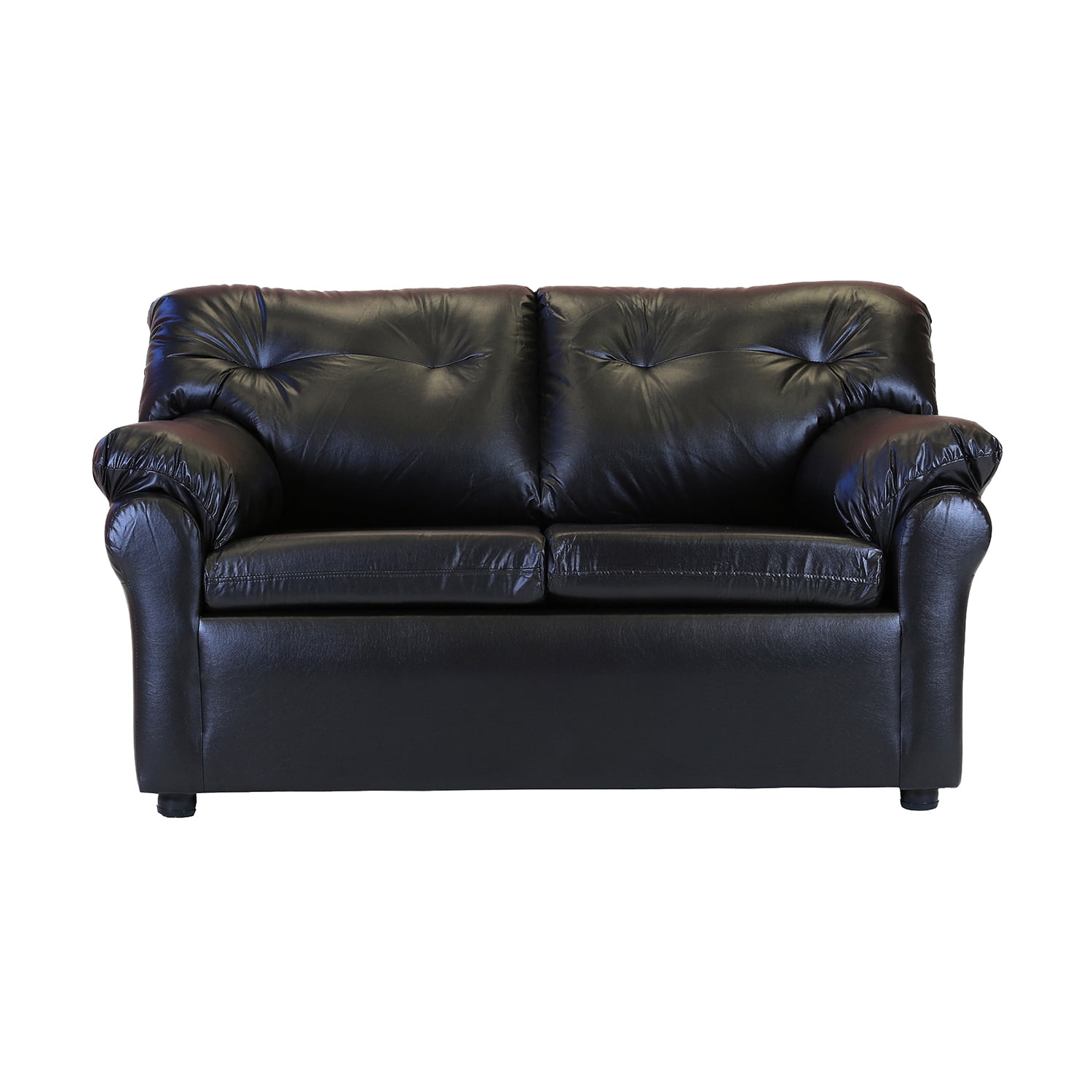 Muebles América - Sofá América 2 Cuerpos Cuero Sintético Negro